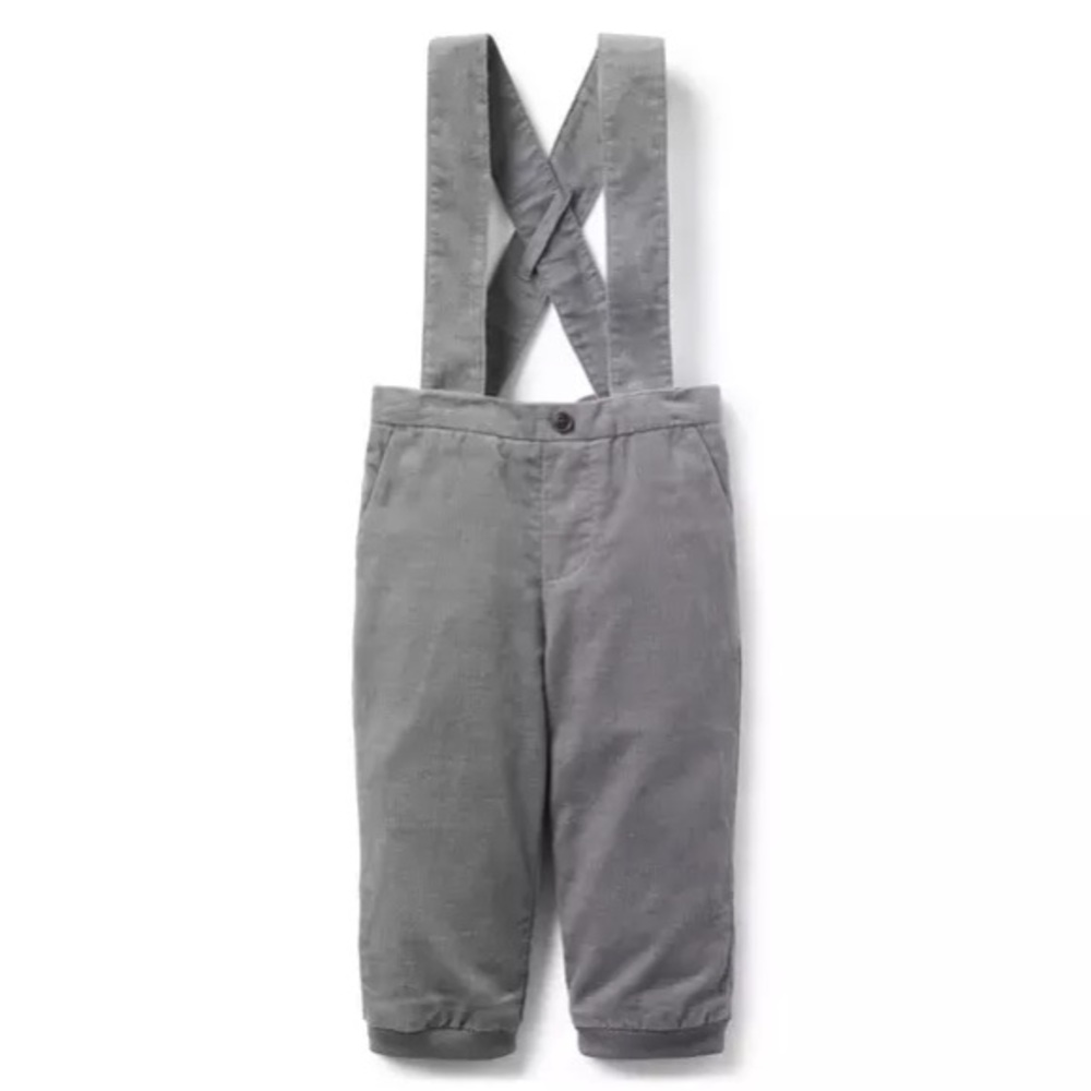 JANIE AND JACK Corduroy Suspender Pant Gray Size 18-24 months